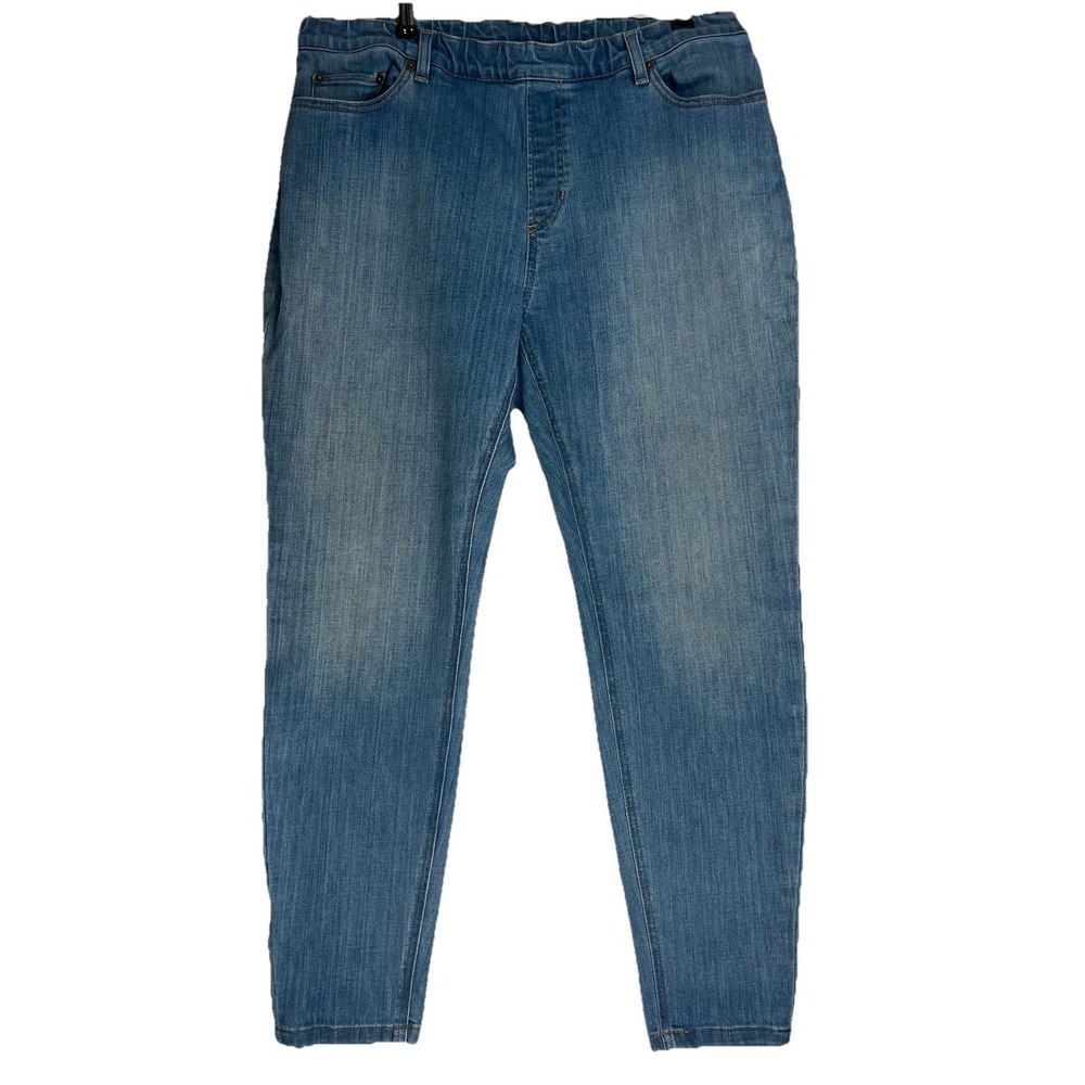 LL Bean Women's Denim Jeans 18 Pet Blue BeanFlex Skinny Leg Favorite Fit Pull On
